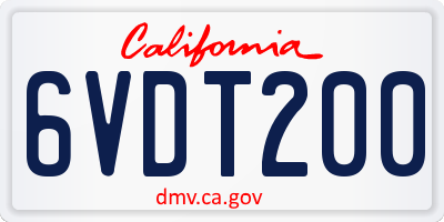 CA license plate 6VDT200
