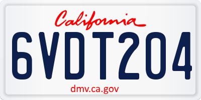 CA license plate 6VDT204
