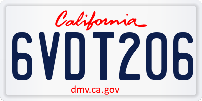 CA license plate 6VDT206
