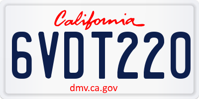 CA license plate 6VDT220