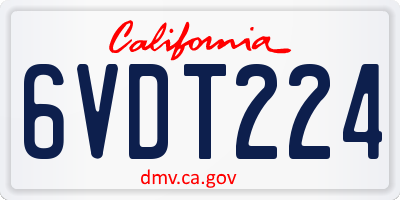 CA license plate 6VDT224
