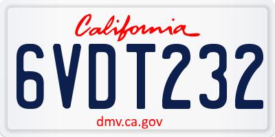 CA license plate 6VDT232