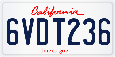 CA license plate 6VDT236