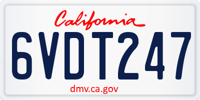 CA license plate 6VDT247