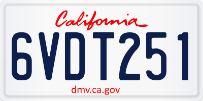 CA license plate 6VDT251