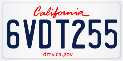 CA license plate 6VDT255
