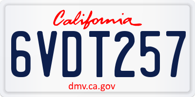 CA license plate 6VDT257