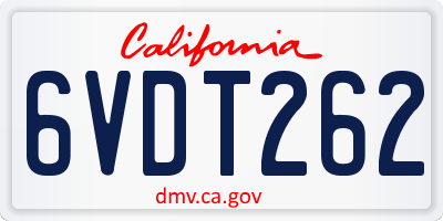 CA license plate 6VDT262