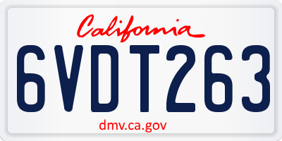 CA license plate 6VDT263