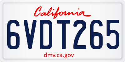 CA license plate 6VDT265