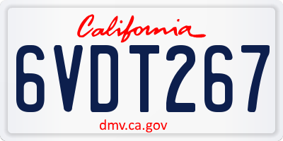 CA license plate 6VDT267
