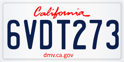 CA license plate 6VDT273