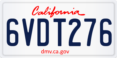CA license plate 6VDT276
