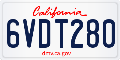 CA license plate 6VDT280