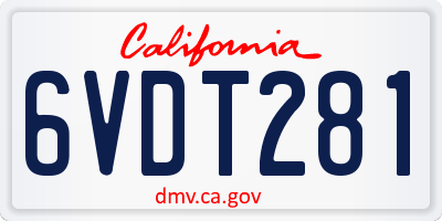 CA license plate 6VDT281