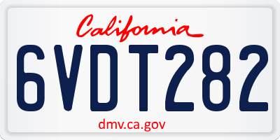CA license plate 6VDT282