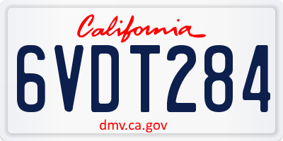 CA license plate 6VDT284