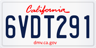 CA license plate 6VDT291