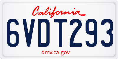 CA license plate 6VDT293