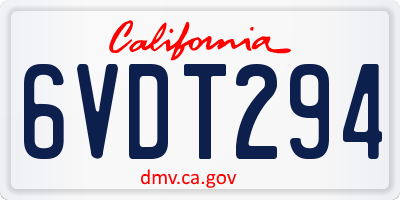 CA license plate 6VDT294
