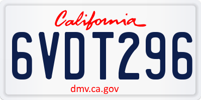 CA license plate 6VDT296