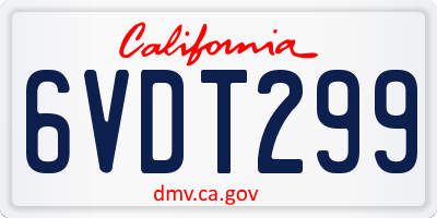 CA license plate 6VDT299