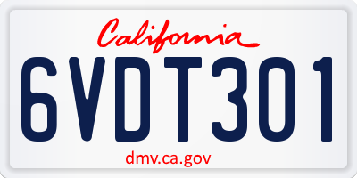 CA license plate 6VDT301
