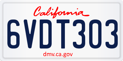 CA license plate 6VDT303