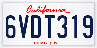 CA license plate 6VDT319