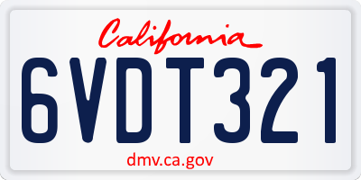 CA license plate 6VDT321