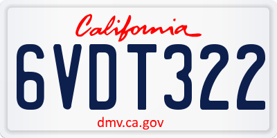 CA license plate 6VDT322