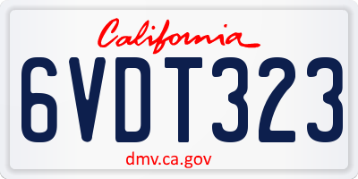 CA license plate 6VDT323