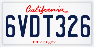 CA license plate 6VDT326