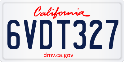 CA license plate 6VDT327