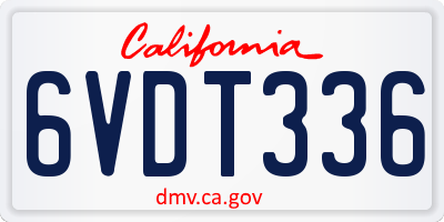 CA license plate 6VDT336