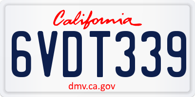 CA license plate 6VDT339