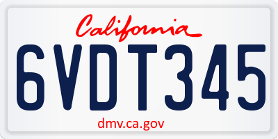 CA license plate 6VDT345