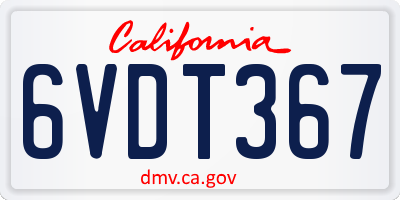 CA license plate 6VDT367