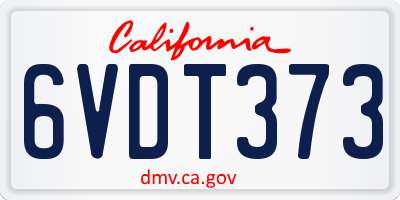 CA license plate 6VDT373
