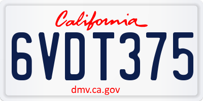 CA license plate 6VDT375