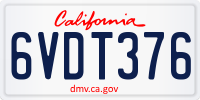 CA license plate 6VDT376