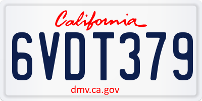 CA license plate 6VDT379