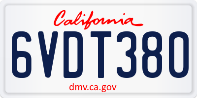 CA license plate 6VDT380