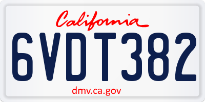 CA license plate 6VDT382
