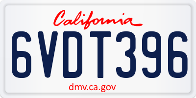 CA license plate 6VDT396