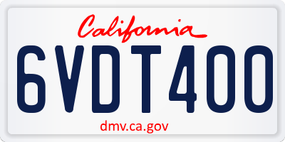 CA license plate 6VDT400
