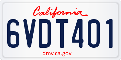 CA license plate 6VDT401