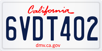 CA license plate 6VDT402