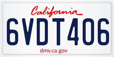 CA license plate 6VDT406
