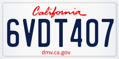 CA license plate 6VDT407